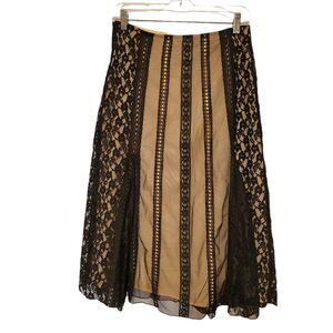 FREE PEOPLE Side Zip Maxi Skirt Tutu Black Mesh Lace Size 7/8